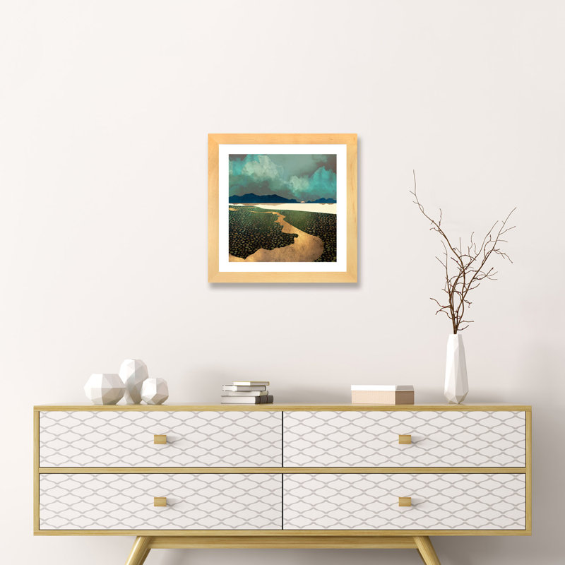 Terre lointaine - Imprimé, Cadre papier naturel, H 16 po x l 16 po x p 1 po