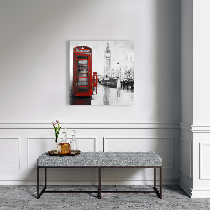 Cabine téléphonique rouge avec Big Ben - Décoration de bureau en toile rouge