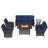 7-Person Outdoor Patio Conversation Rattan Seating Group With 2-In-1 Propane Fire Pit Table,2 Swivel Chairs and Blue Cushions-1851674740