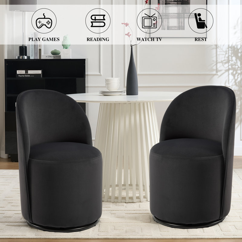 Upholstered Kitchen & Dining Room Barrel Chair, Black