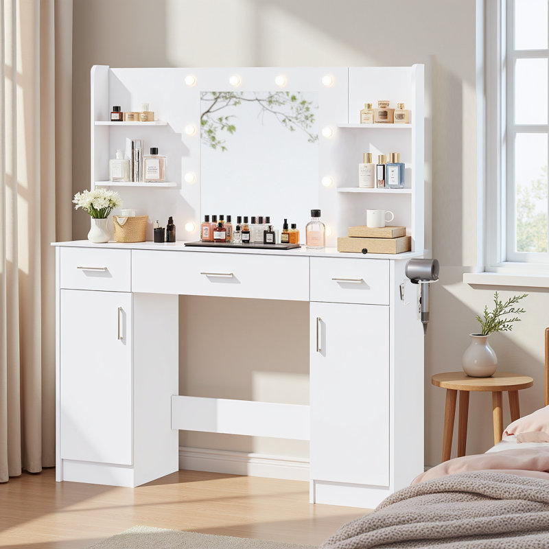 Makeup Vanity With Usb Power Outlet And 3 Modes Adjustable Brightness Light