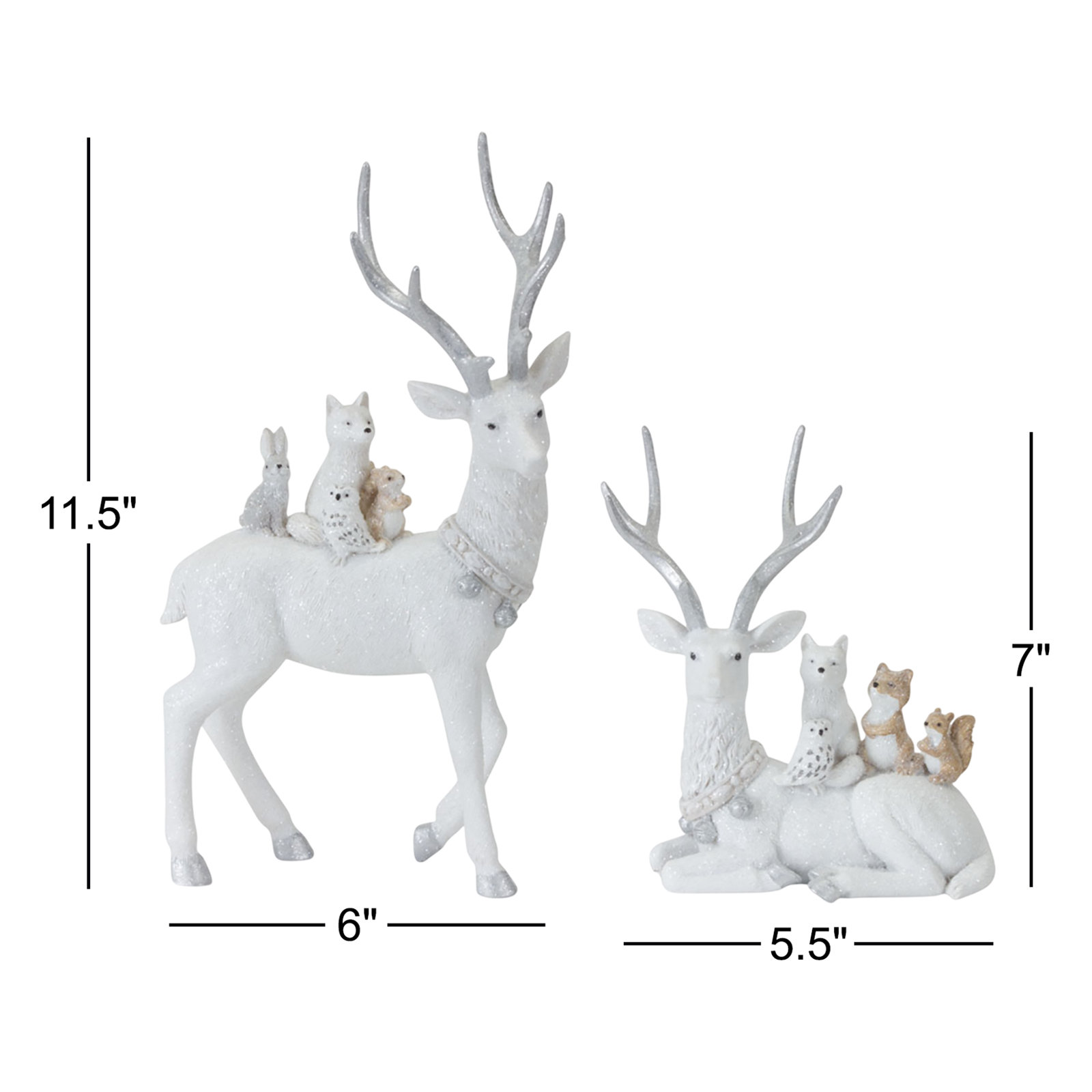 2-Piece Resin Deer Figurine Set
