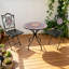 Lot de 2 chaises de bistro pliantes en métal noir avec dossier décoratif en mosaïque, chaises pliantes d'extérieur pour patio
