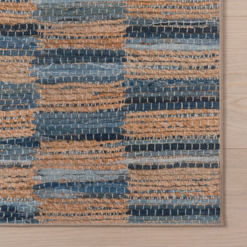 Lynix Coastal Striped Machine Washable Rug, Runner 2'6" x 8'