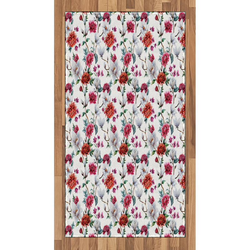 Flower High Density Long Fiber Poly Threads Decorative Area Rug Carpet, Rectangle 2'7" x 5'