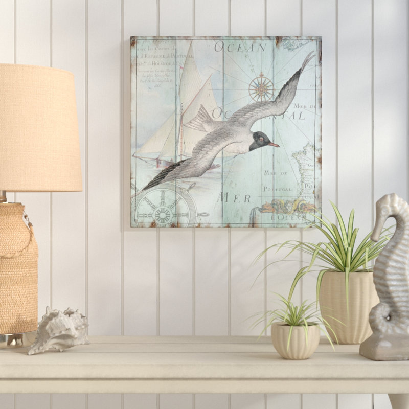 «La Mer: Seagull» par Tre Sorelle Studiod - impression sur toile, H 12 po x l 12 po