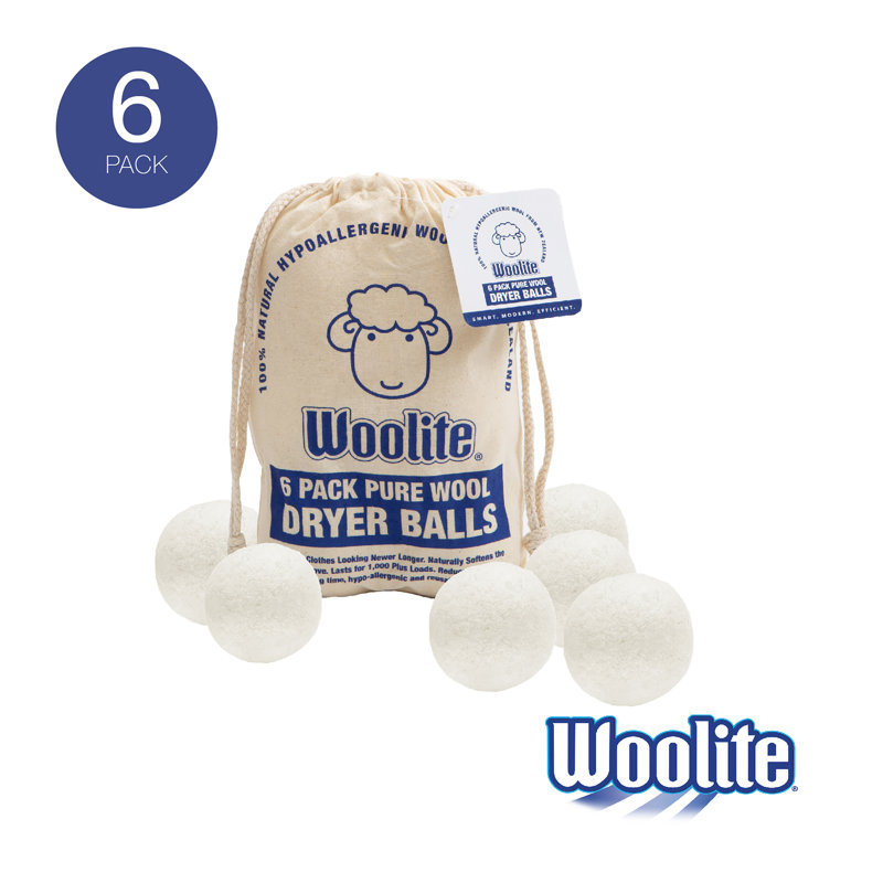 Eco-Friendly Wool Dryer Balls Set with Canvas Bag, 6 Pack
