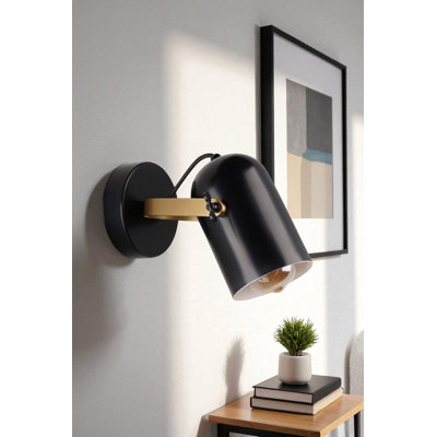 Modern Wall Lamp, Black & Gold Metal Body, 7.9 x 6.7 x 7.1 inches | E27 Socket (Max 40W), Stylish Home Lighting | IP20 Rated, Perfect for Living Room, Bedroom & Office Décor | Elegant Design, Bulb Not Included