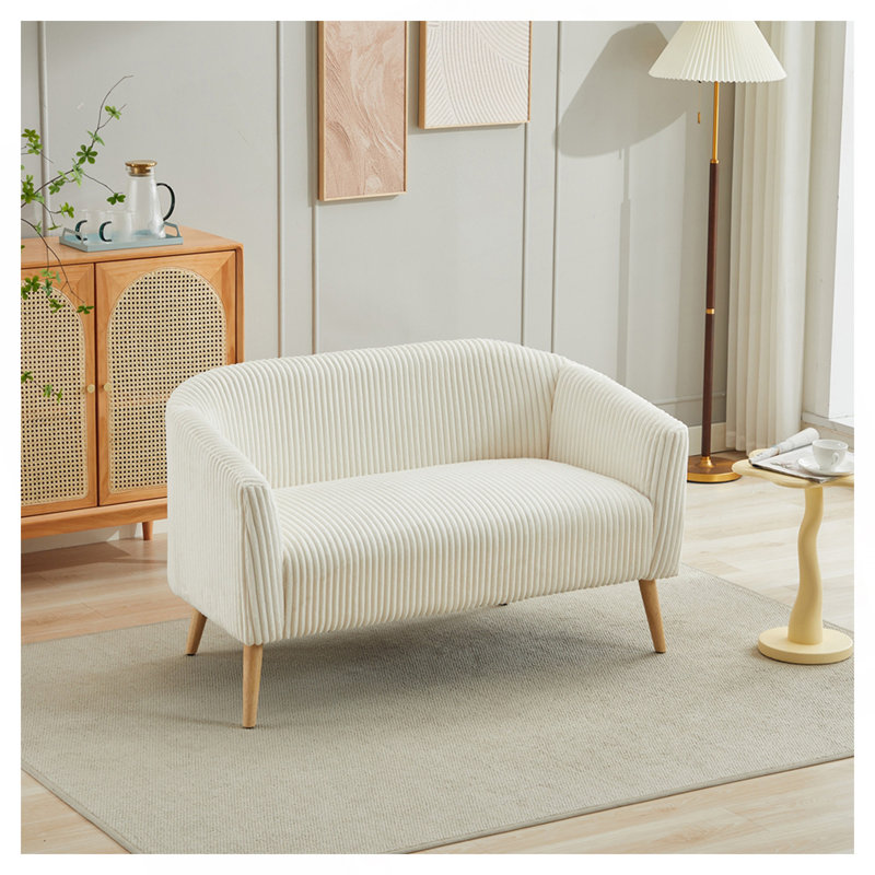 Upholstered 2-Seat Sofa, Ivory Corduroy