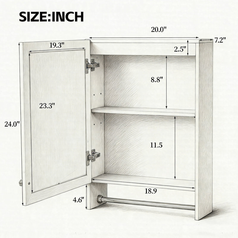 Armoire de toilette 3 en 1, armoire à pharmacie murale de 20 po avec tablette réglable, porte à fermeture en douceur et miroir haute définition
