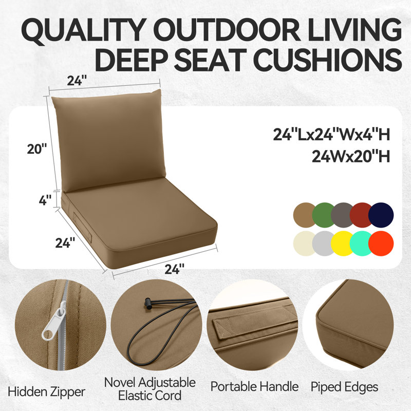 Coussin de siège imperméable intérieur / extérieur, Brun