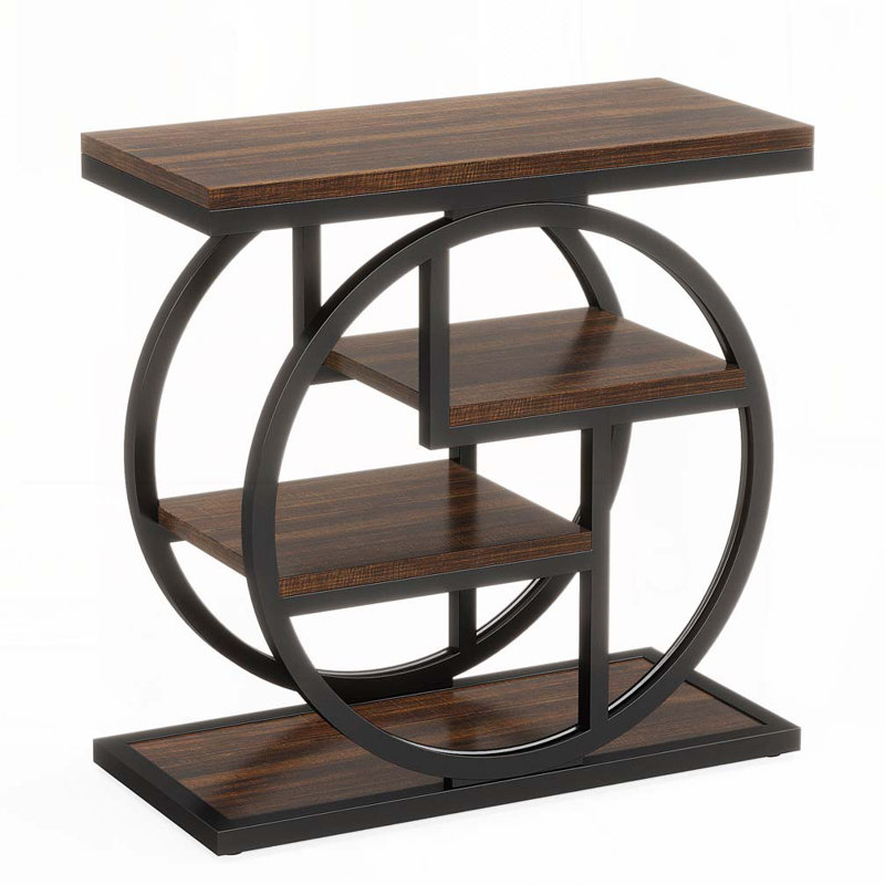 Table de bout étroite à 4 niveaux avec tablettes de rangement