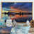 Toile avec cadre flottant or