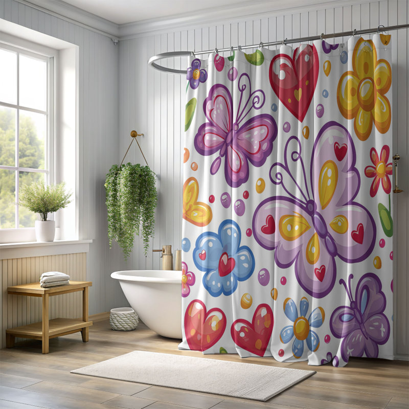 Heart Flight - Rideau de douche Premium, H 74 po x l 71 po