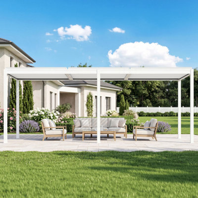 Pergola d'extérieur en métal avec toit réglable et système de drainage Domi