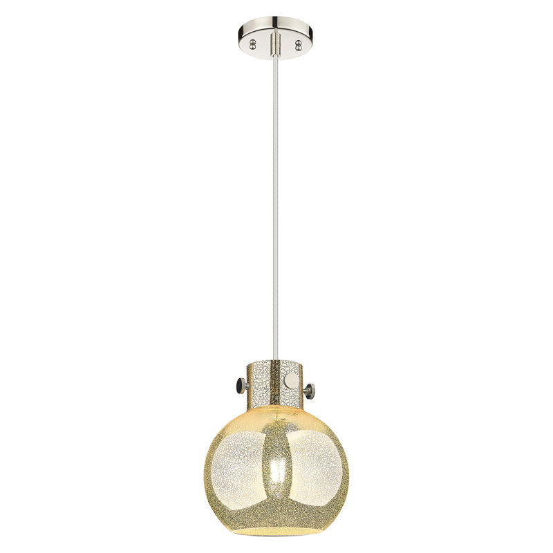 Luminaire suspendu 1 lumière Lantz, H 9,13 po x l 8 po x P 8 po, Nickel poli