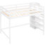 Lit mezzanine blanc avec garde-robe et escalier intégrés - Fabrication en pin pour rangement pleine grandeur dans une chambre à coucher-1706281009