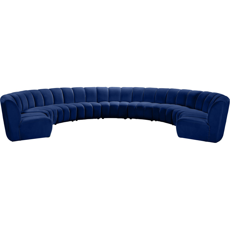 Canapé modulaire en velours Infinity, Velours bleu marine, 9 pièces