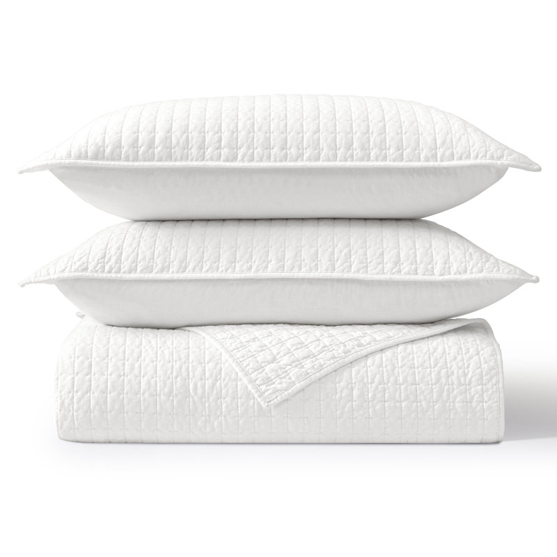 Wonderful 100% Cotton Jersey Quilt Set, King Quilt + 2 King Shams, White