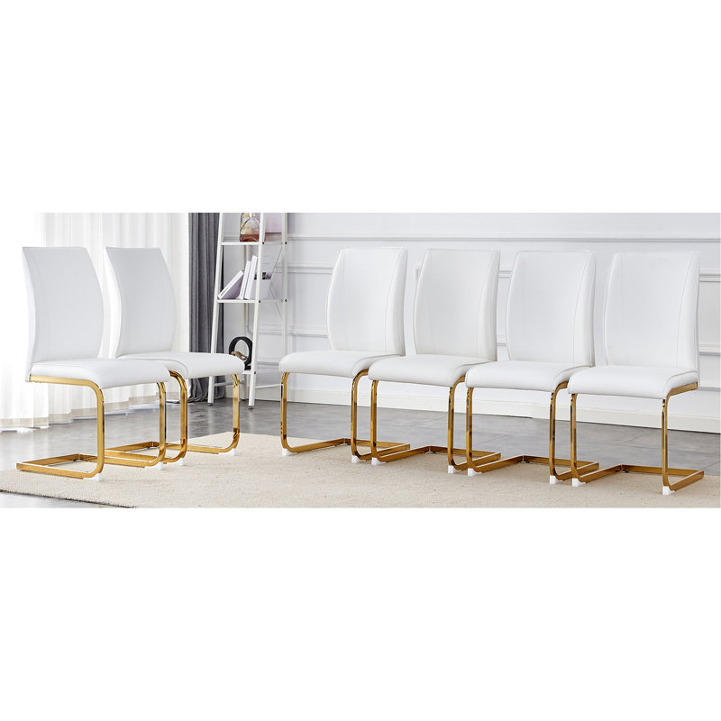 Chaise de luxe en arche de 6 - Pu gris foncé, pieds en métal, tissu respirant argenté à la fois simple et tendance, 6 chaises