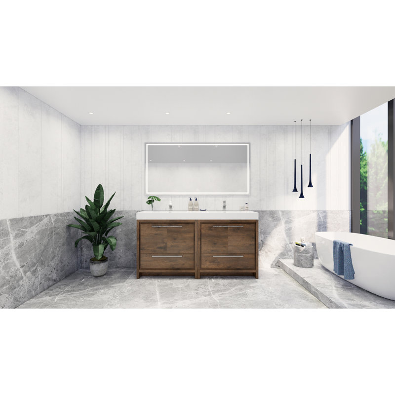 Ensemble de meuble-lavabo double 72 po Somerby, Palissandre, Chrome