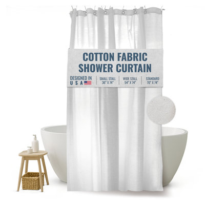 Premium Cotton Shower Curtain For Bathroom Decor - Non-Toxic Curtain For Tub And Stall Showers