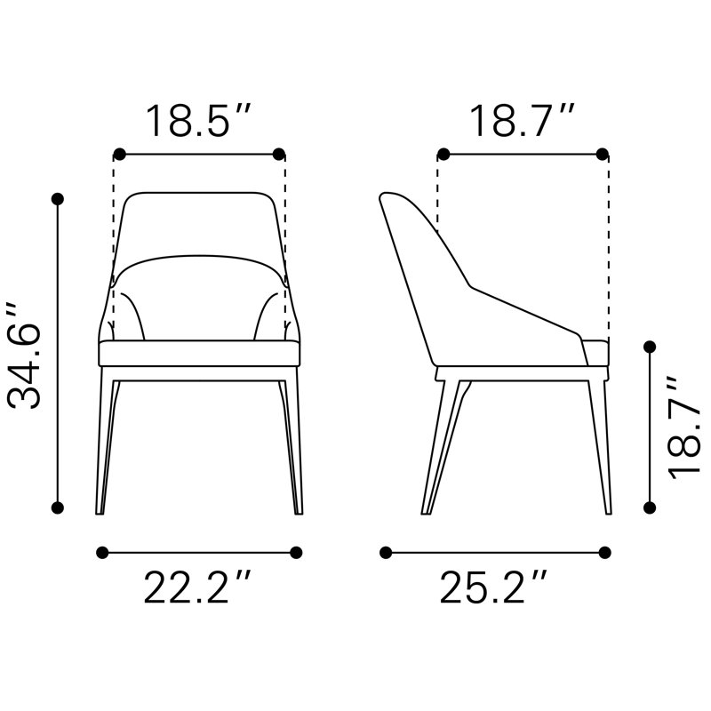 Ensemble de chaises Sayeeda (ensemble de 2), Gris ardoise