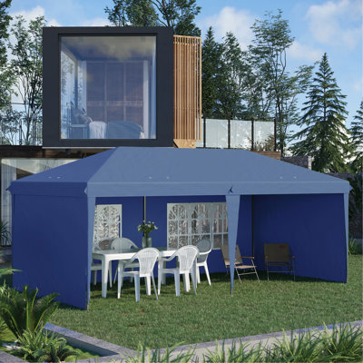 10' X 20' Outdoor Party Tent - Pop Up Canopy With Sidewalls Blue For Gardens, Patios Party, Garden, Patio Areas