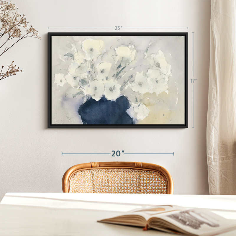 Floral and Botanical "Milky White Bouquet Canvas Print", H 17 po x l 25 po