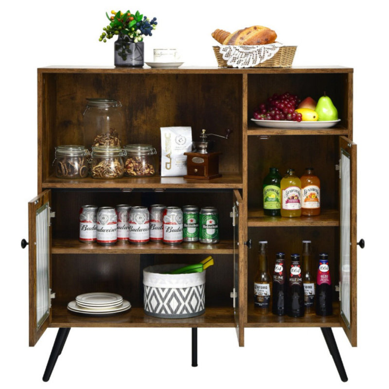 Buffet avec porte vitrée et tablettes réglables