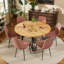 Ensemble de table de salle à manger ronde avec chaises en tissu d'ameublement en velours-1919485552-1919485567-1915059176