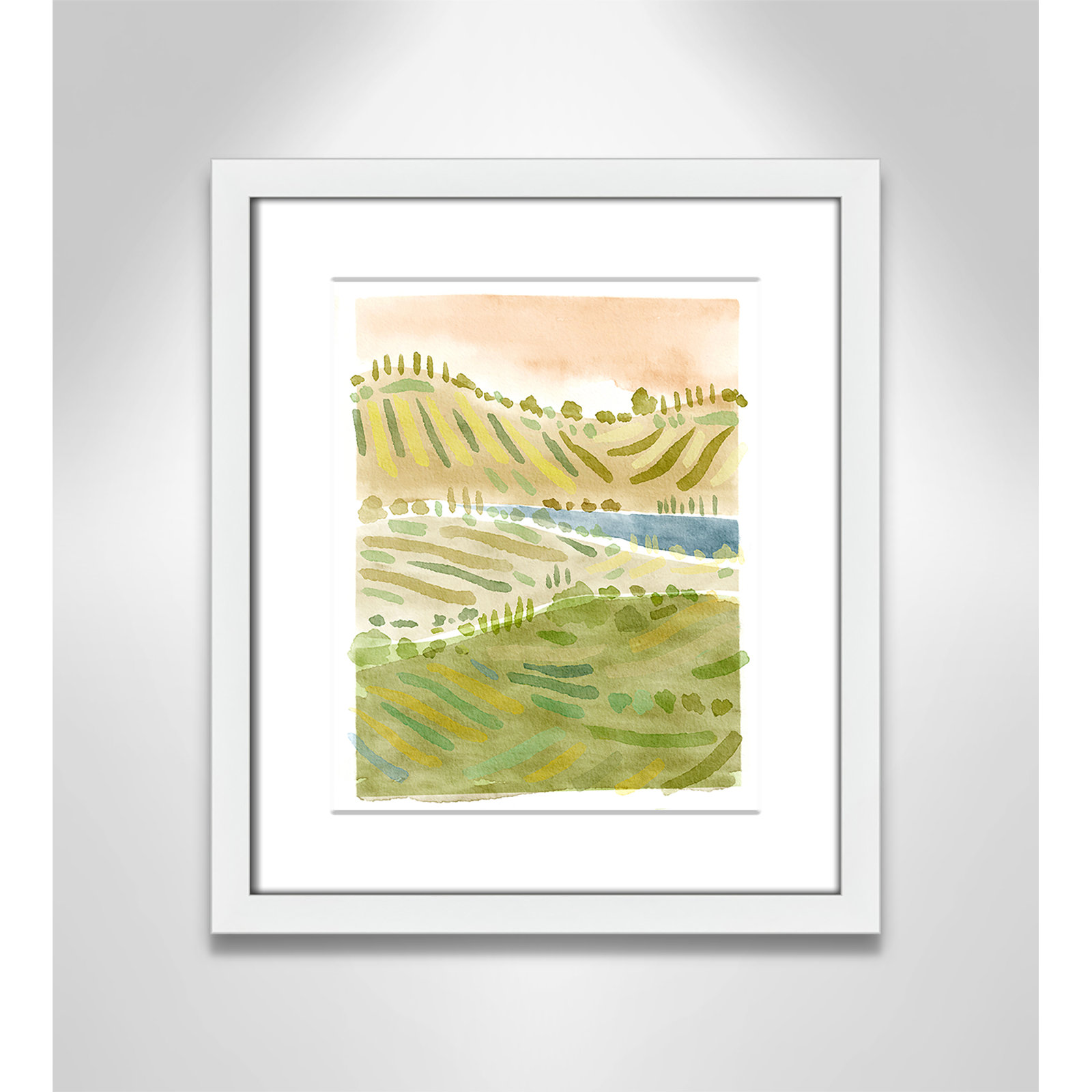 Tuscan Countryside Print by Leah Straatsma, White, 15" H x 13" W x 1.25" D, White Single Picture Framed Paper