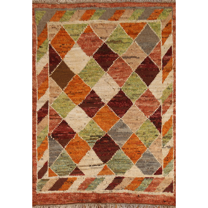 Tapis oriental géométrique marocain fait à la main 4 x 5