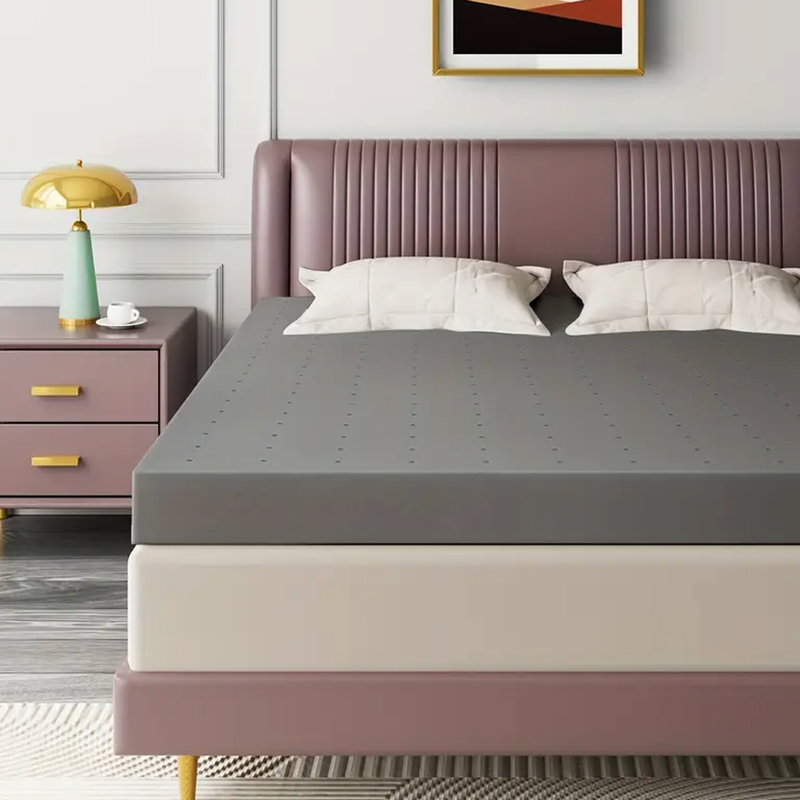 Matelas pour lit simple de 2 pouces, extra ferme avec mousse à mémoire de forme haute densité pour alignement de la colonne vertébrale, soulagement dans toutes les postures et flux d'air respirant, soutien du dos de la chambre moderne gris, minimisé sur les épaules, frais