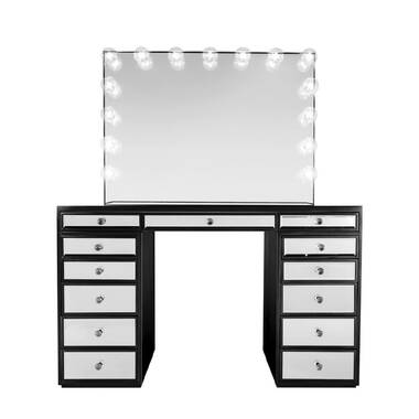 SlayStation 5-Drawer Makeup Vanity Storage Unit in Bright White | 14.25 x 22.375 x 14.25 in | Impressions Vanity Co. | Aluminum/Glass