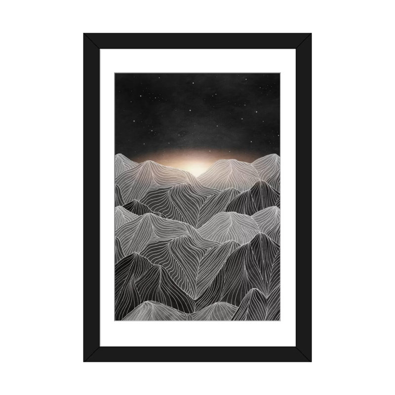 «Lines», reproduction d'impression sur toile tendue, Papier d'art encadré noir, Blanc, H 32 po x l 24 po x P 1 po