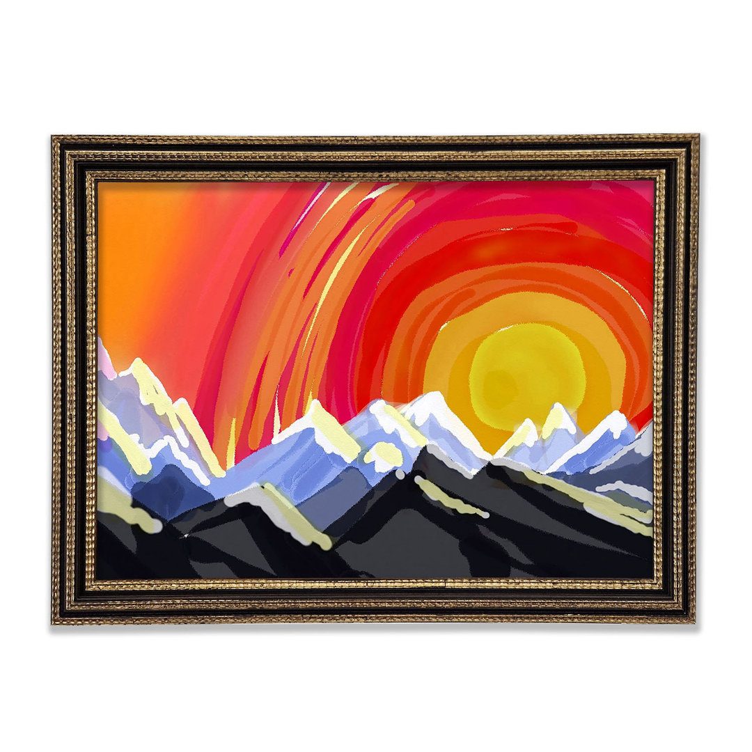 Gerahmter Kunstdruck Mountain Peak Sun