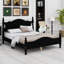 Structure de lit plateforme en bois, lit plateforme de style rétro avec support en lattes de bois