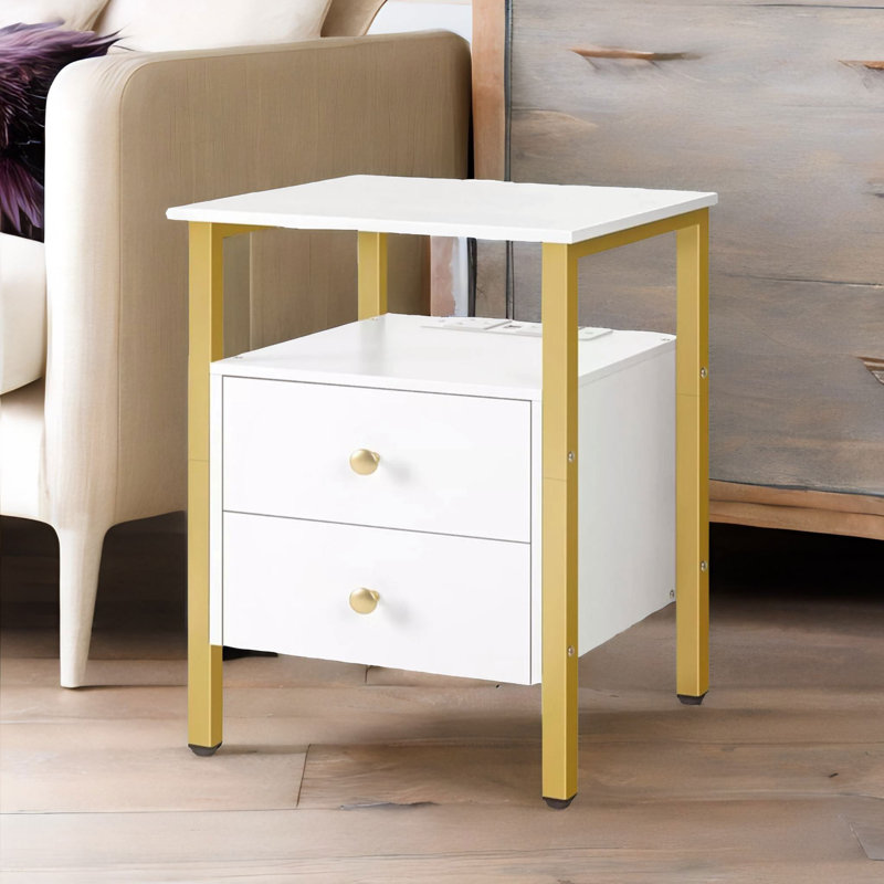 2 Drawer Smart Bedside Table With Power And USB Outlets