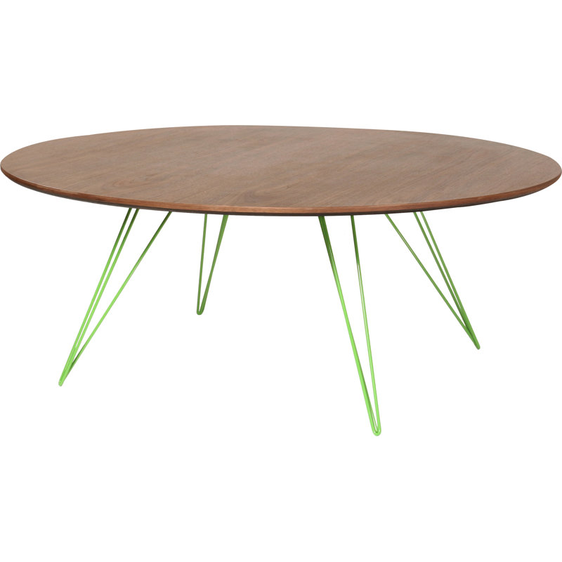 Williams Single Coffee Table, Green, 18" H x 46" W x 40" D, Walnut