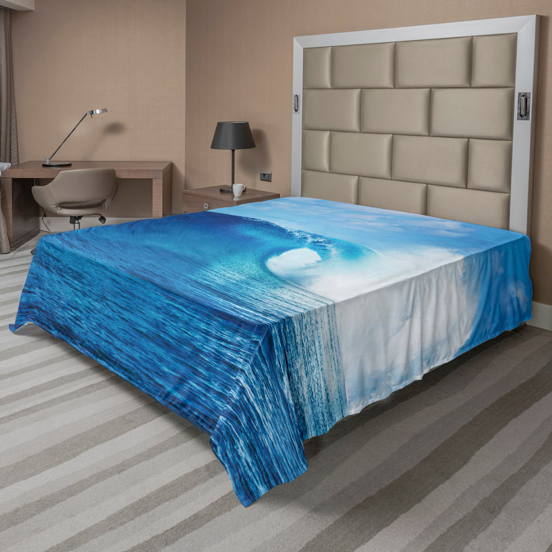 Drap-housse Ambesonne Ocean Top, Drap plat pour très grand lit californien