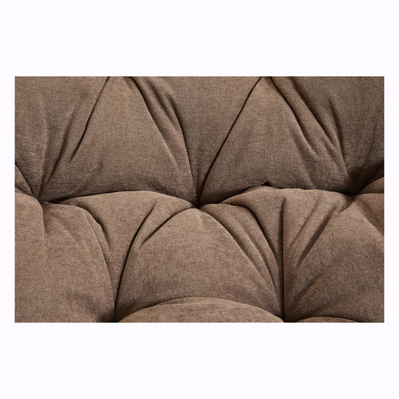Renasha 37'' Wide Swivel Barrel Chair,Accent chair,Reading chair with tufted back  , Brown Chenille