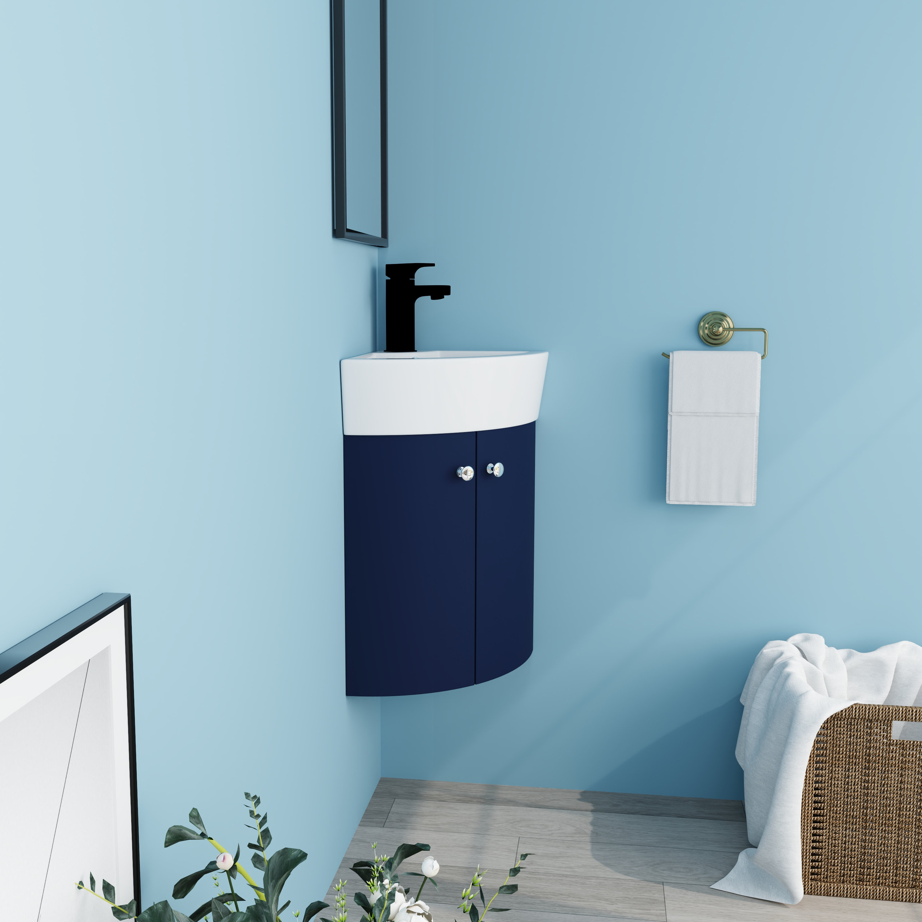 Ebern Designs Lyron 16'' WallMounted & Corner Single Bathroom Vanity