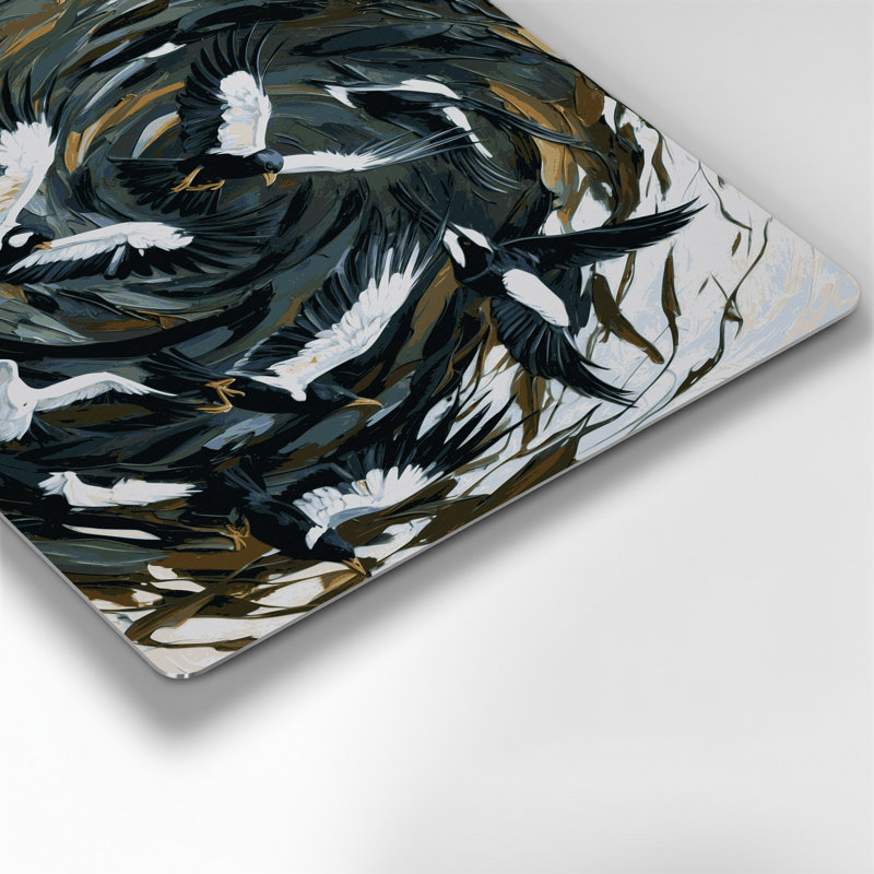 Oiseaux, art mural noir commun en métal, H 240 po x l 360 po x P 0,05 po