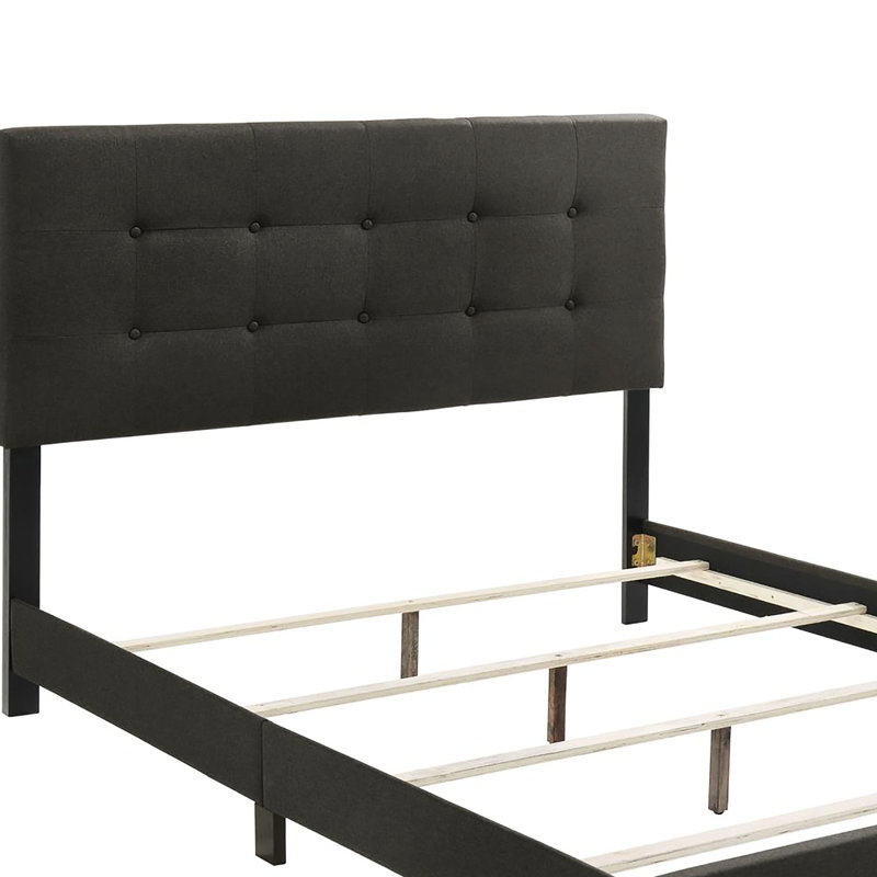 Lit double chambre à coucher gris anthracite - Design transitionnel avec rembourrage en mousse et panneau 100% tissu de style moderne