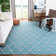 Rodgers Hand Woven Flat Weave Wool/Cotton Geometric Rug in Ivory/Light Blue