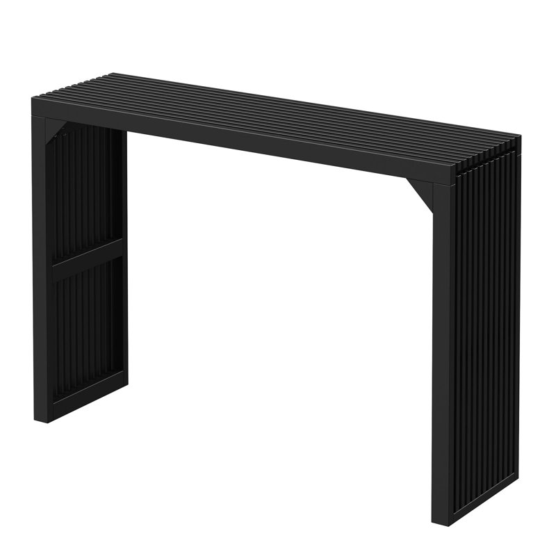 46.22 in Black Pine Wood Minimalist Console Table