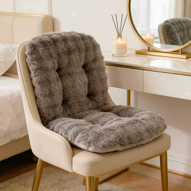 Chaise de bureau intégrée d'hiver avec coussins de siège et de dossier épaissis convenant à un usage personnel, Black