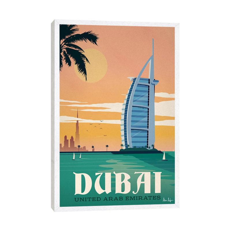 Dubai - Painting on Canvas, 101.6 cm H x 66.04 cm W, White Framed