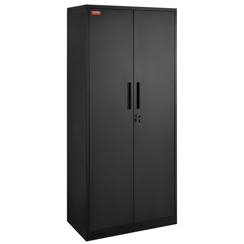 Metal Single Storage Cabinet ( 70.8'' H x 31.5'' W x 15.75'' D), Black